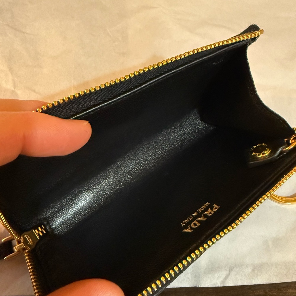 Prada Black Saffiano Coin Purse and Key Chain with Gold Logo - Picture 6 of 14
